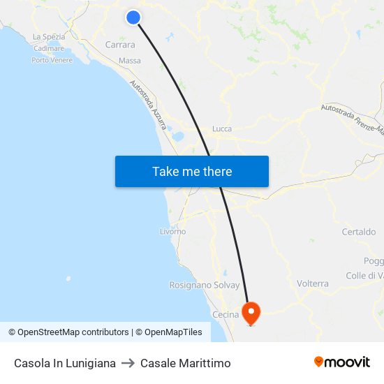 Casola In Lunigiana to Casale Marittimo map