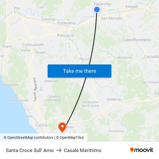Santa Croce Sull' Arno to Casale Marittimo map