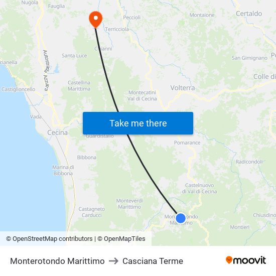 Monterotondo Marittimo to Casciana Terme map