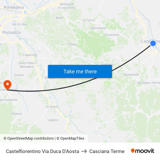 Castelfiorentino Via Duca D'Aosta to Casciana Terme map