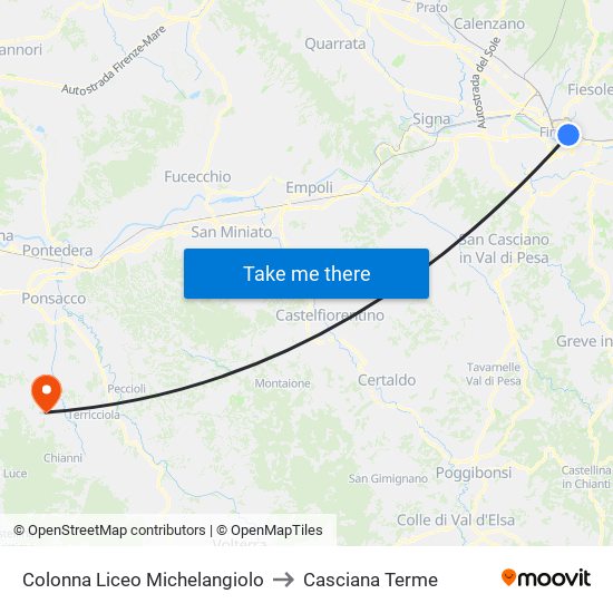 Colonna Liceo Michelangiolo to Casciana Terme map