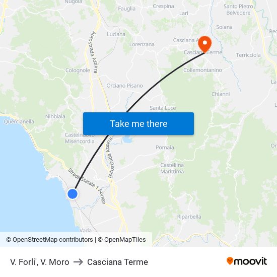 V. Forli',  V. Moro to Casciana Terme map