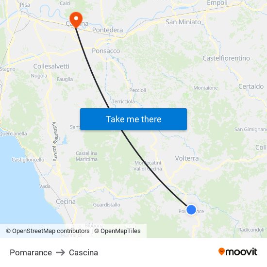 Pomarance to Cascina map