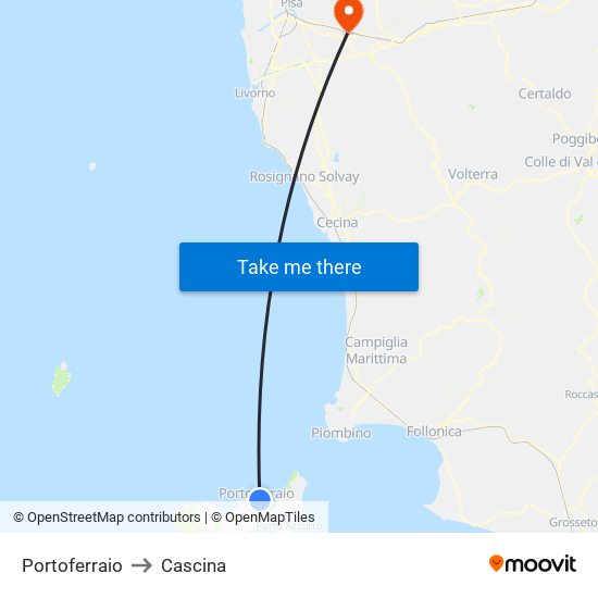 Portoferraio to Cascina map