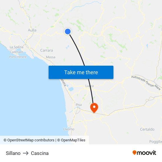 Sillano to Cascina map