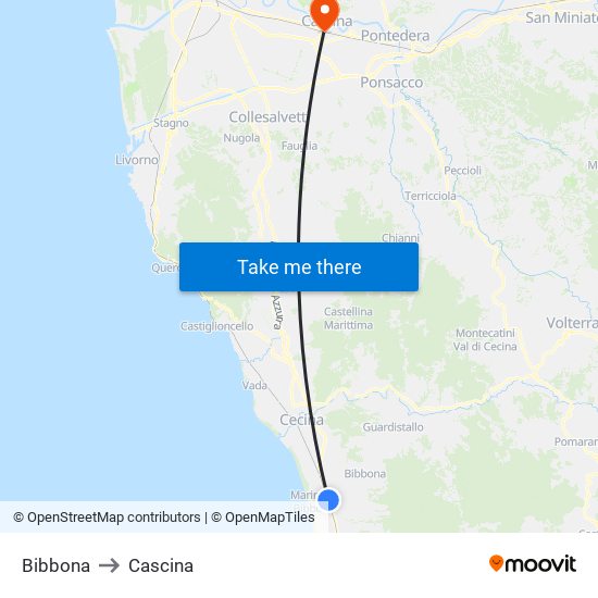 Bibbona to Cascina map