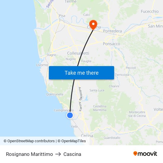 Rosignano Marittimo to Cascina map