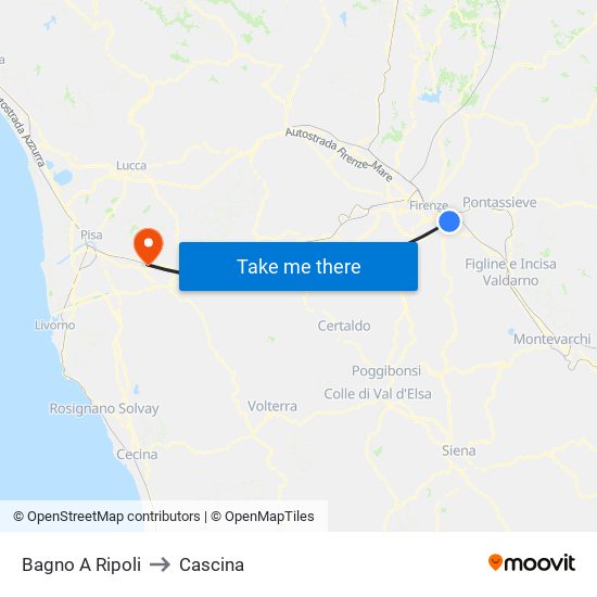 Bagno A Ripoli to Cascina map