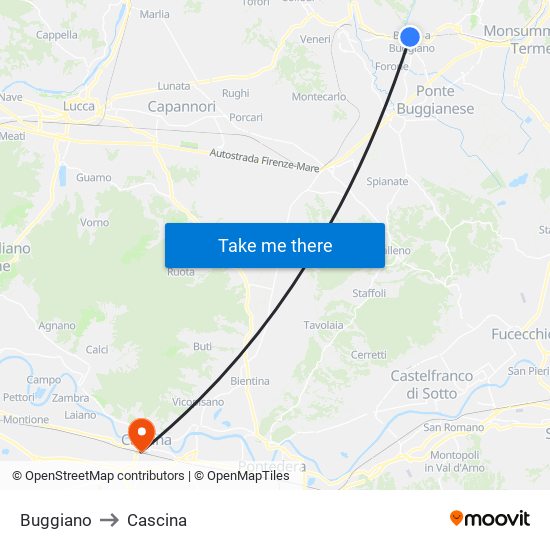 Buggiano to Cascina map