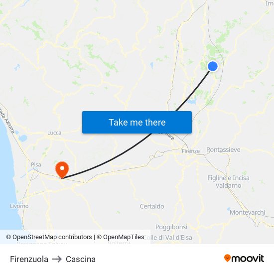 Firenzuola to Cascina map