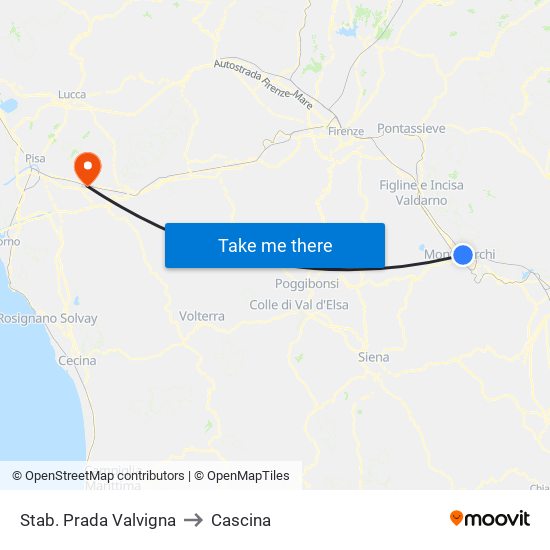Stab. Prada Valvigna to Cascina map