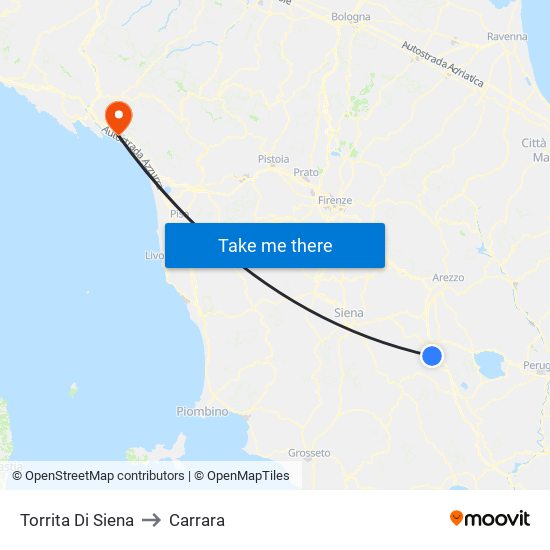 Torrita Di Siena to Carrara map