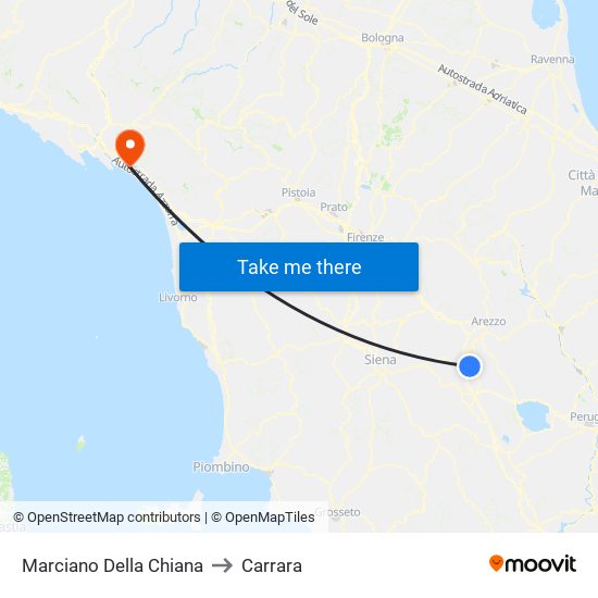 Marciano Della Chiana to Carrara map