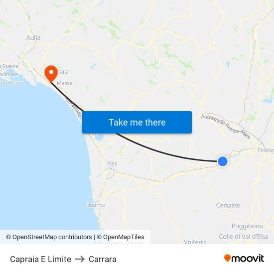 Capraia E Limite to Carrara map