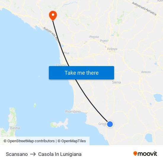 Scansano to Casola In Lunigiana map