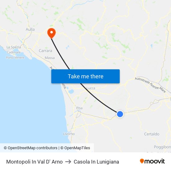 Montopoli In Val D' Arno to Casola In Lunigiana map