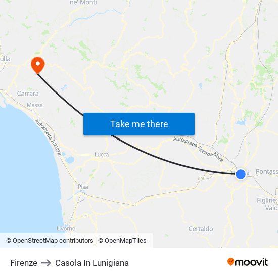 Firenze to Casola In Lunigiana map