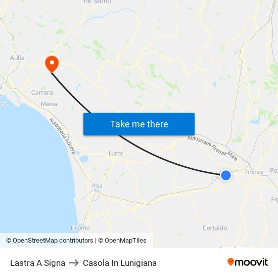 Lastra A Signa to Casola In Lunigiana map