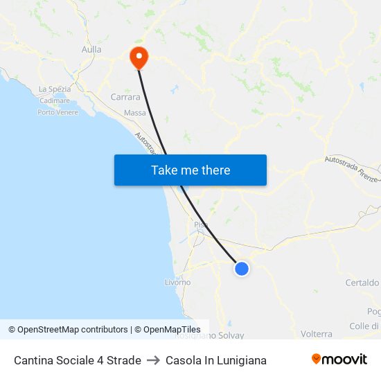 Cantina Sociale 4 Strade to Casola In Lunigiana map