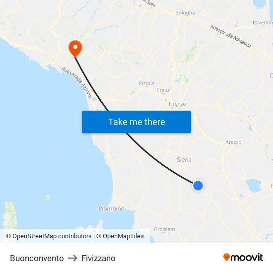 Buonconvento to Fivizzano map