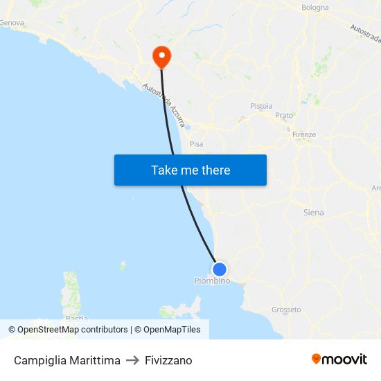 Campiglia Marittima to Fivizzano map