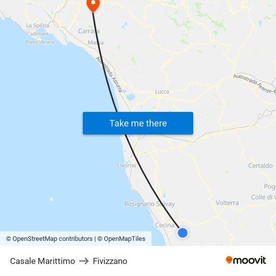 Casale Marittimo to Fivizzano map