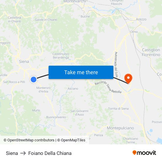 Siena to Foiano Della Chiana map