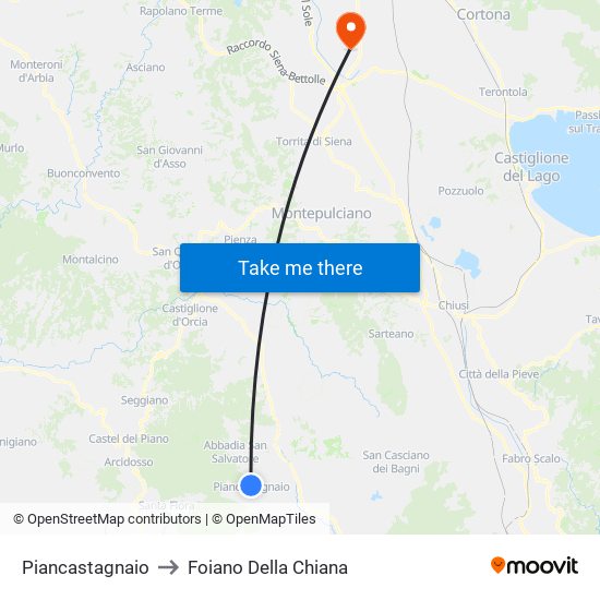Piancastagnaio to Foiano Della Chiana map