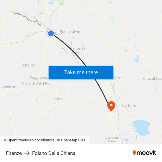 Firenze to Foiano Della Chiana map