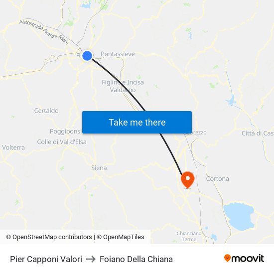 Pier Capponi Valori to Foiano Della Chiana map