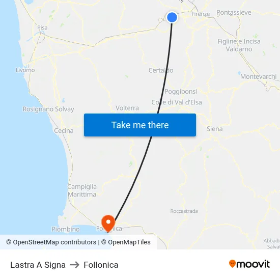Lastra A Signa to Follonica map