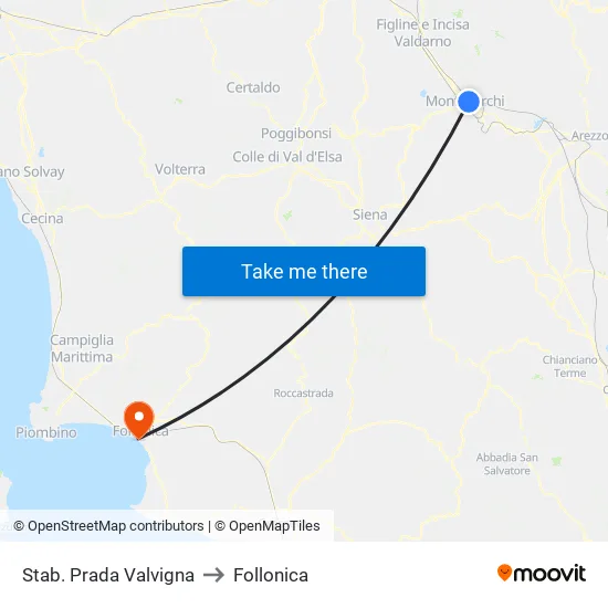 Stab. Prada Valvigna to Follonica map