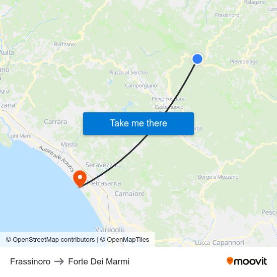 Frassinoro to Forte Dei Marmi map