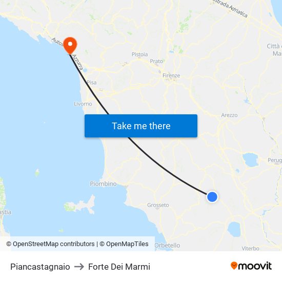 Piancastagnaio to Forte Dei Marmi map