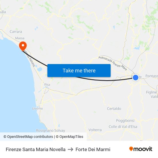 Firenze Santa Maria Novella to Forte Dei Marmi map