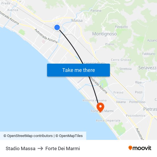 Stadio Massa to Forte Dei Marmi map