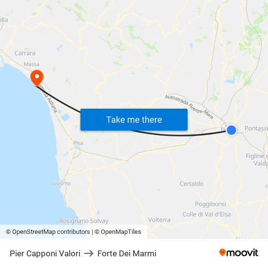 Pier Capponi Valori to Forte Dei Marmi map