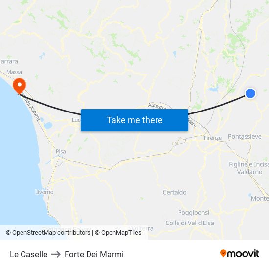 Le Caselle to Forte Dei Marmi map