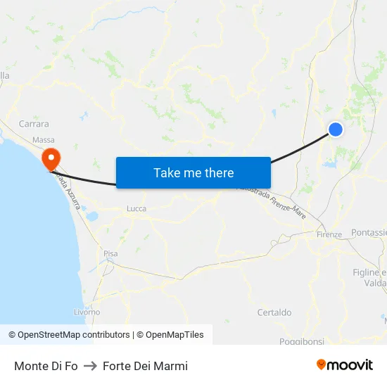 Monte Di Fo to Forte Dei Marmi map