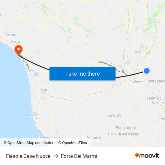 Fiesole Case Nuove to Forte Dei Marmi map