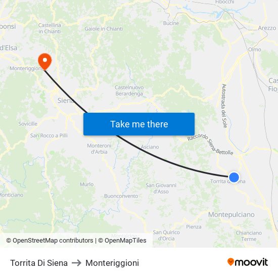 Torrita Di Siena to Monteriggioni map