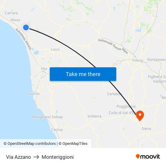 Via Azzano to Monteriggioni map