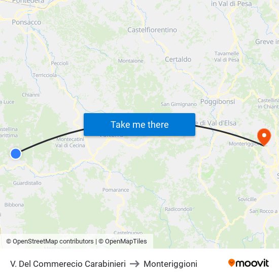 V. Del Commerecio Carabinieri to Monteriggioni map