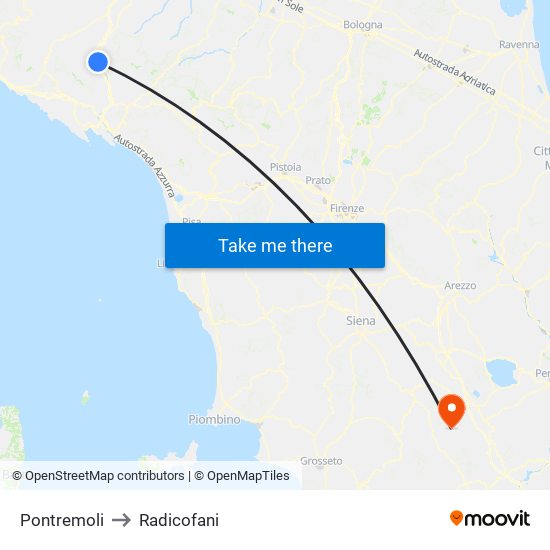 Pontremoli to Radicofani map