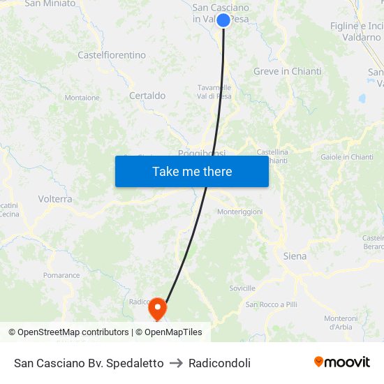 San Casciano Bv. Spedaletto to Radicondoli map