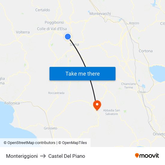 Monteriggioni to Castel Del Piano map