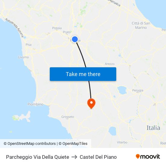 Parcheggio Via Della Quiete to Castel Del Piano map