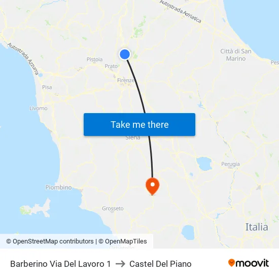 Barberino Via Del Lavoro 1 to Castel Del Piano map