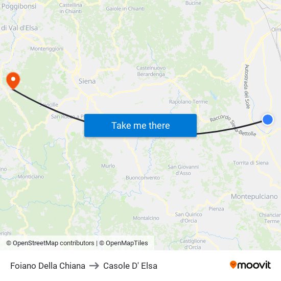 Foiano Della Chiana to Casole D' Elsa map