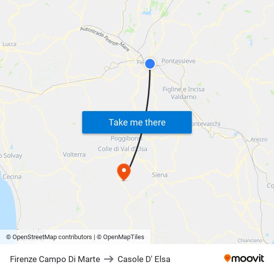 Firenze Campo Di Marte to Casole D' Elsa map